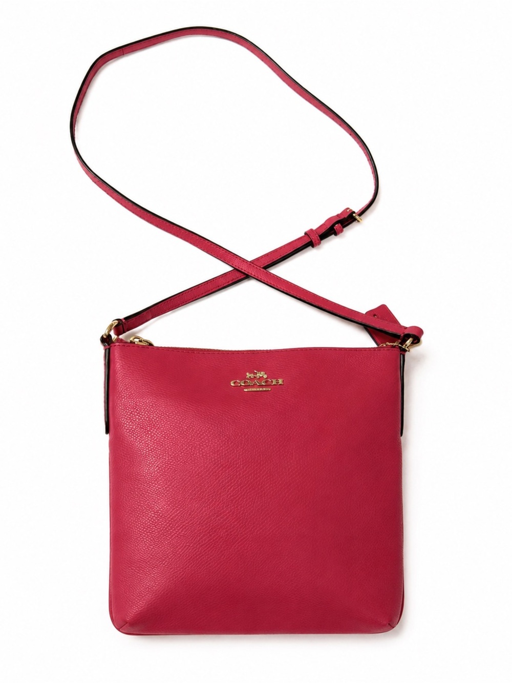 Coach North South Fuchsia Crossbody Crossgrain Leather Bag